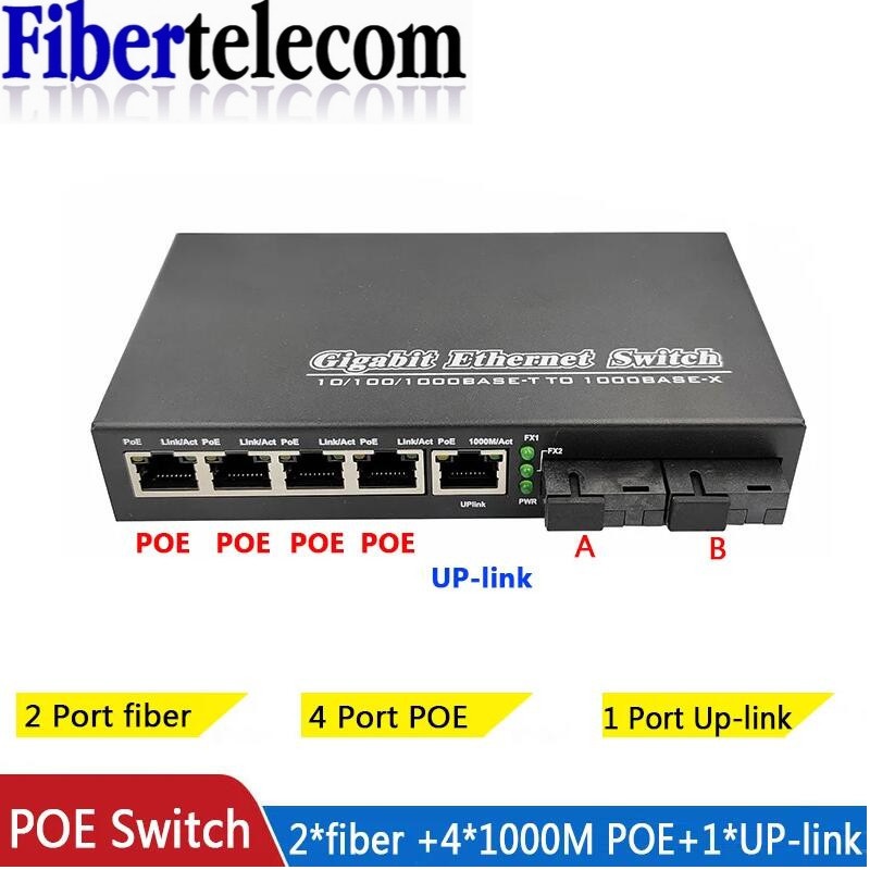 POE Switch 4 POE 2 Fiber 2F5GE - Power Over Ethernet ulasan dan harga