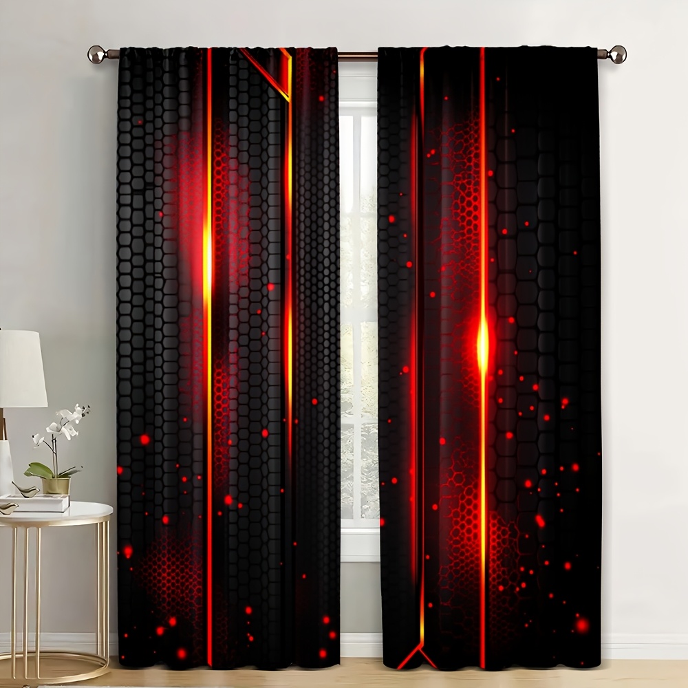 2pcs Lava Curtains Black Red C - Office Print Tech ulasan dan harga