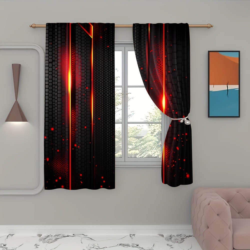 2pcs Lava Curtains Black Red C - Office Print Tech ulasan dan harga