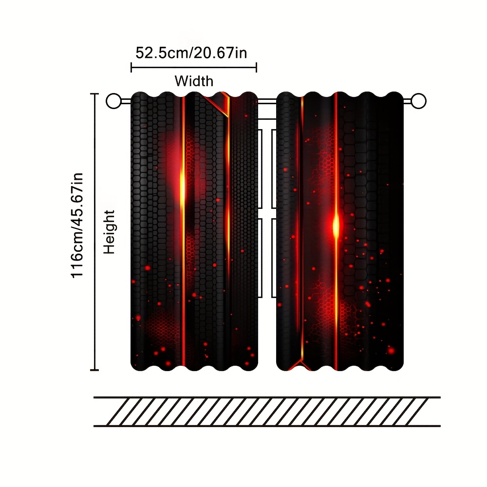 2pcs Lava Curtains Black Red C - Office Print Tech ulasan dan harga