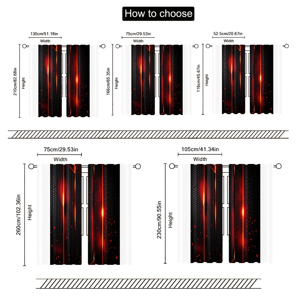 2pcs Lava Curtains Black Red C - Office Print Tech ulasan dan harga